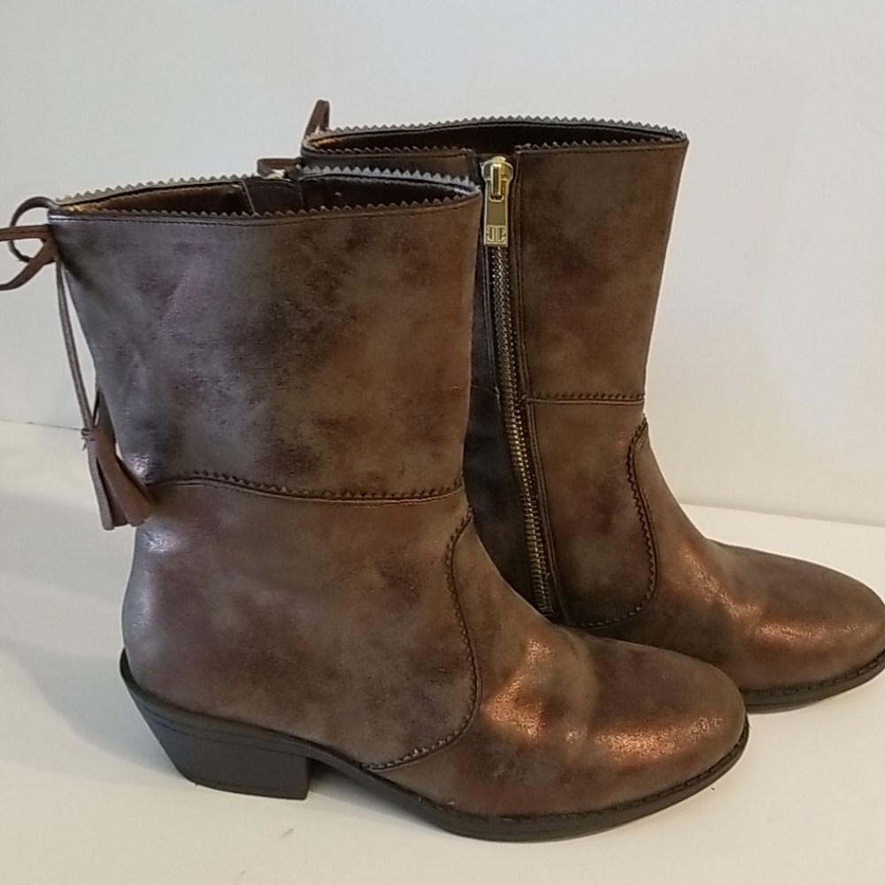 Ivanka Trump Brown Metallic Boots, Size 4